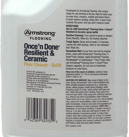 Armstrong S-337 Once'n Done Resilient & Ceramic Cleaner Refill Ready to Use 64 oz