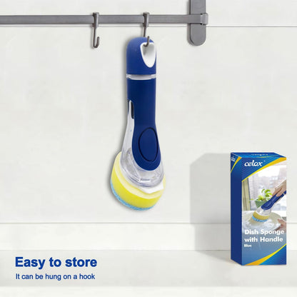 CELOX Dish Sponge with Handle, Dish Sponge with Soap Dispenser