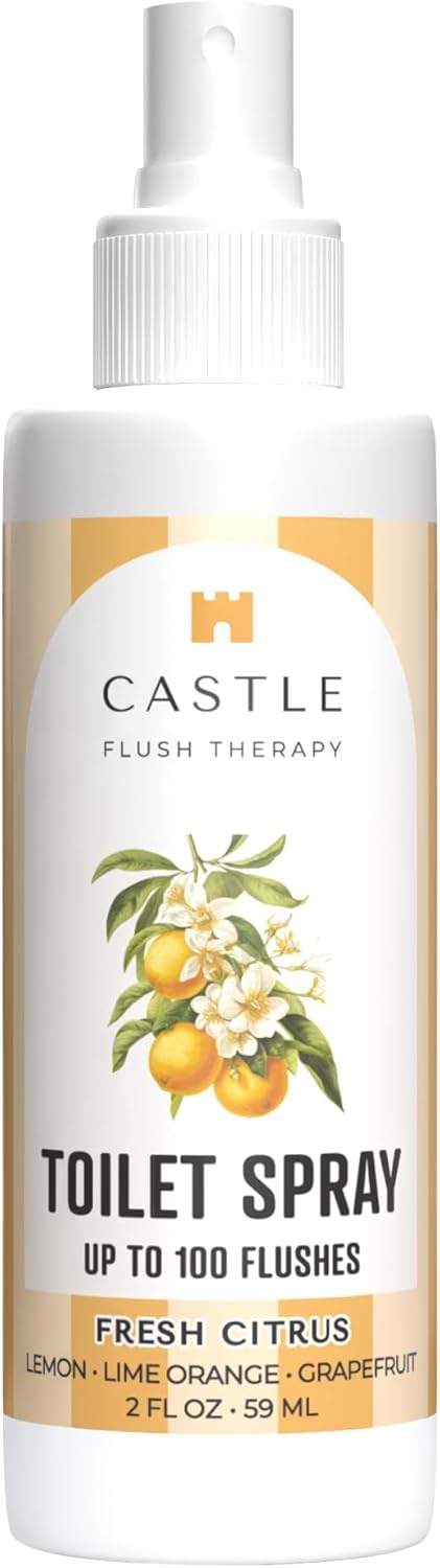 Castle Flush Therapy Neutralizing Toilet Spray | Odor Control: Mist Over the Water Surface, Go, Then Flush | Bathroom Freshening | Neutralizes Odors at the Source | Fresh Lotus | 0.45 oz (2 Pack)