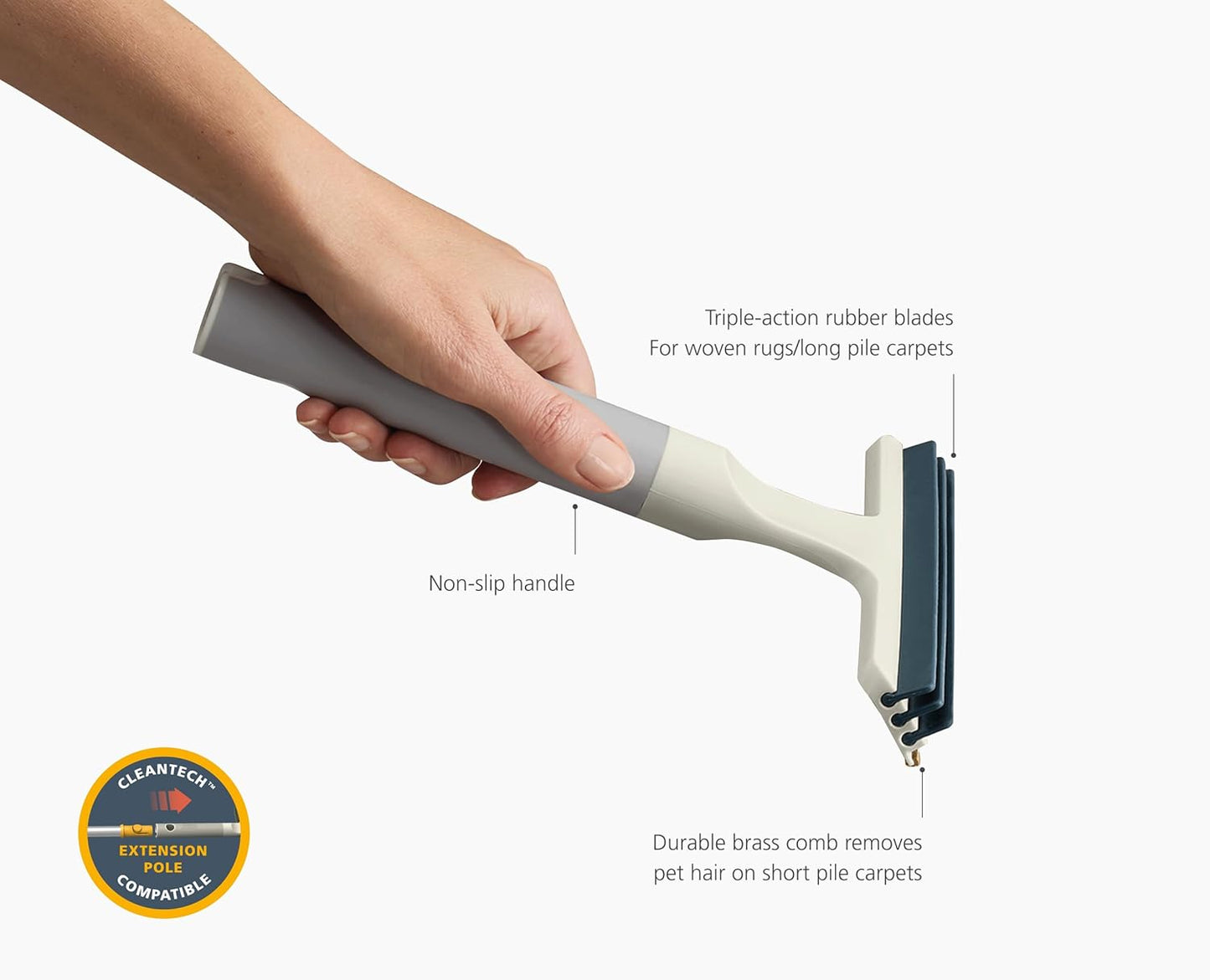 Joseph Joseph CleanTech 2-in-1 Glass Cleaner Shower Squeegee with Washable Microfiber Pad and Space-Saving Foldable Handle