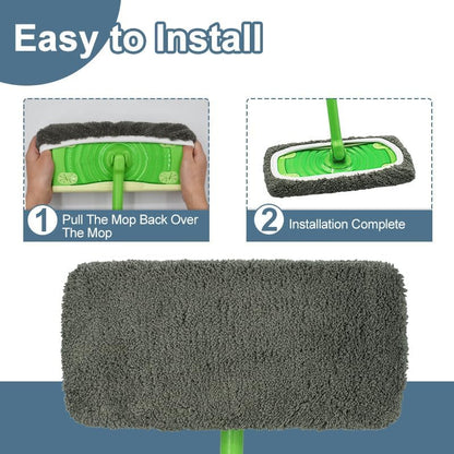 Reusable Microfiber Mop Pads Washable Wet Pads Compatible with Swiffer Sweeper Refills Pads for Wet & Dry Sweeping Cloths Mop Head Replacement for Household Cleaning (Green 4PCS)
