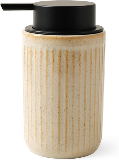 BosilunLife Dish Hand Soap Dispenser - Liquid Pump Soap Dispenser for Bathroom Decro 12oz Ceramic Kitchen Dish Dispenser with Rust-Proof Liquid Pump Modern Refillable Lotion Bottles