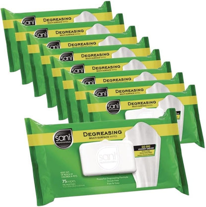 Nice-Pak A12345 Degreasing Multi-surface Wipes, 11.5 X 10, 75 Wipes/pack, 9 Packs/carton