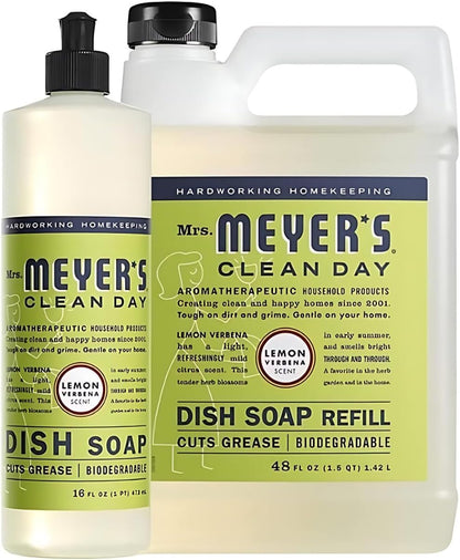 MRS. MEYER'S CLEAN DAY Liquid Dish Soap, Basil Scent, 16 Fl Oz Bottle - 3 Pack