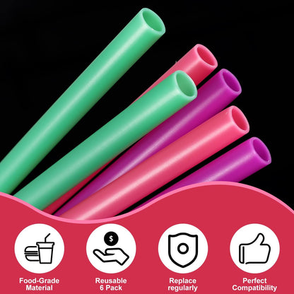 6pcs Replacement Straws for Owala Freesip 24/32oz, Reusable Plastic Straws with Cleaning Brush Tumbler Accessories Parts for Owala Flip 24/32oz Stainless Steel Insulated Water Bottle