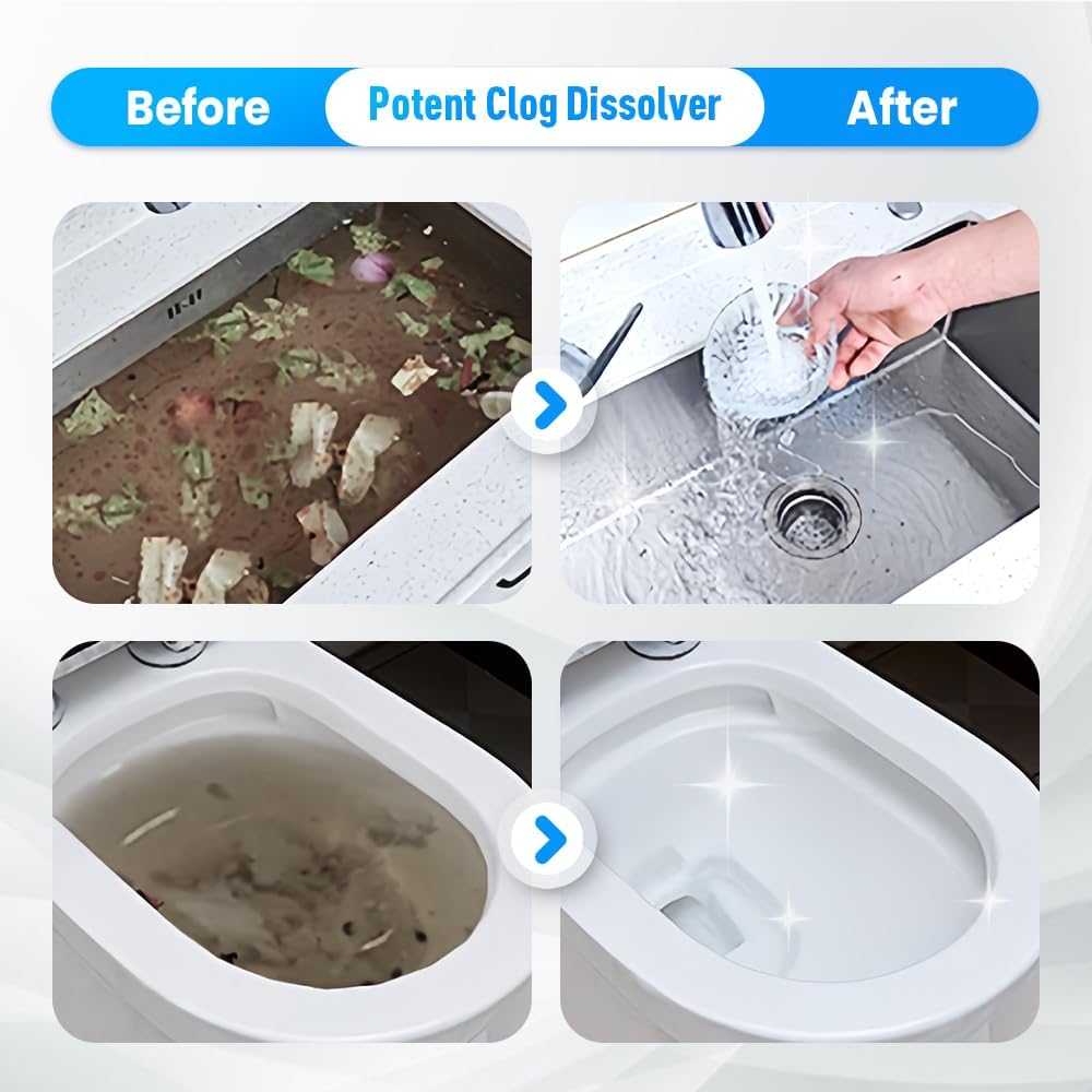 2026 Upgrade Drain Clog Remover, Max Gel Drain Clog Remover and Cleaner for Shower or Sink Drains, Unclogs and Removes Hair, Soap Scum and Blockages (1PCS)