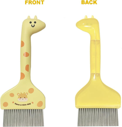 Mini Broom and Dustpan Set Cartoon Small Broom with Dustpan Combo Set Cute Cleaning Kit for Home Office Floor (Orange)