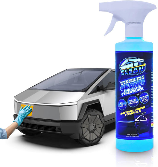 Natural Finish Waterless Stainless Steel Cleaner & Wash for Tesla Cybertruck – Eco-Friendly Spray, Removes Grease & Fingerprints, Matte Protection (16 Fl. Oz.)