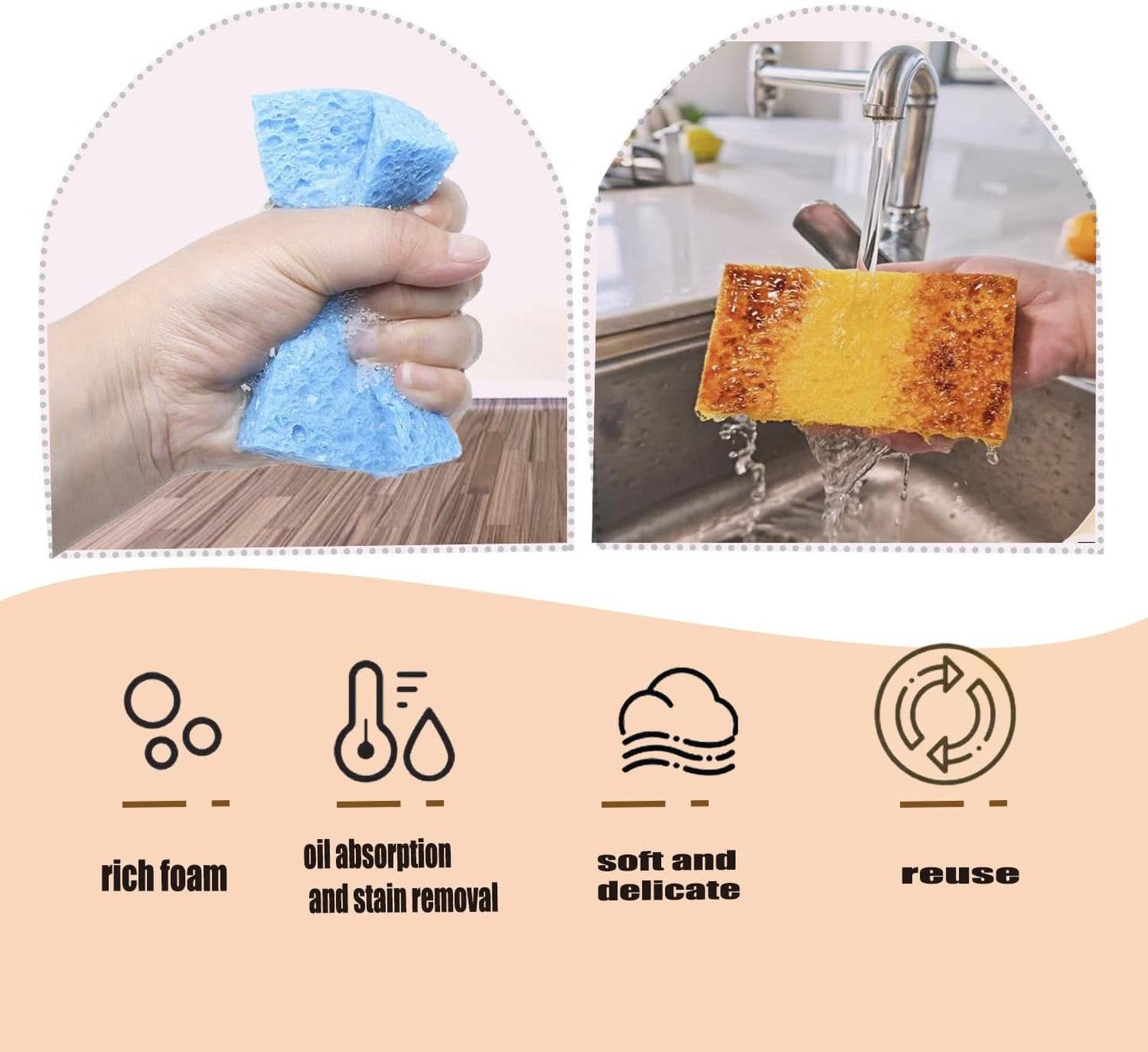 12 Pack Natural Cellulose Sponges,Kitchen Sponges, Dishwashing Sponges, Car Washing Sponge, Color Sponge Suitable for Kitchen and Bathroom,Car,Household, Children's Fun Cutting DIY.