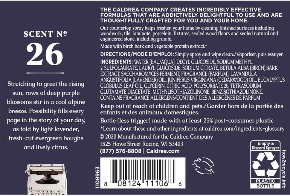 Caldrea Multi-surface CounterTop Spray Cleaner, Made With Vegetable Protein Extract, Basil Blue Sage, 16 Fl Oz