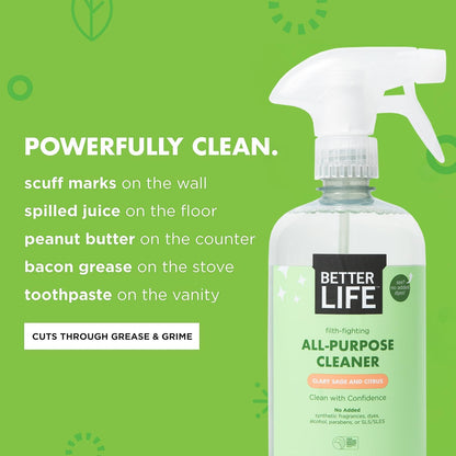 Better Life All Purpose Cleaner - Multipurpose Home and Kitchen Cleaning Spray for Glass, Countertops, Appliances, Upholstery & More - Multi-surface Spray Cleaner - 24oz (Pack of 2) Unscented