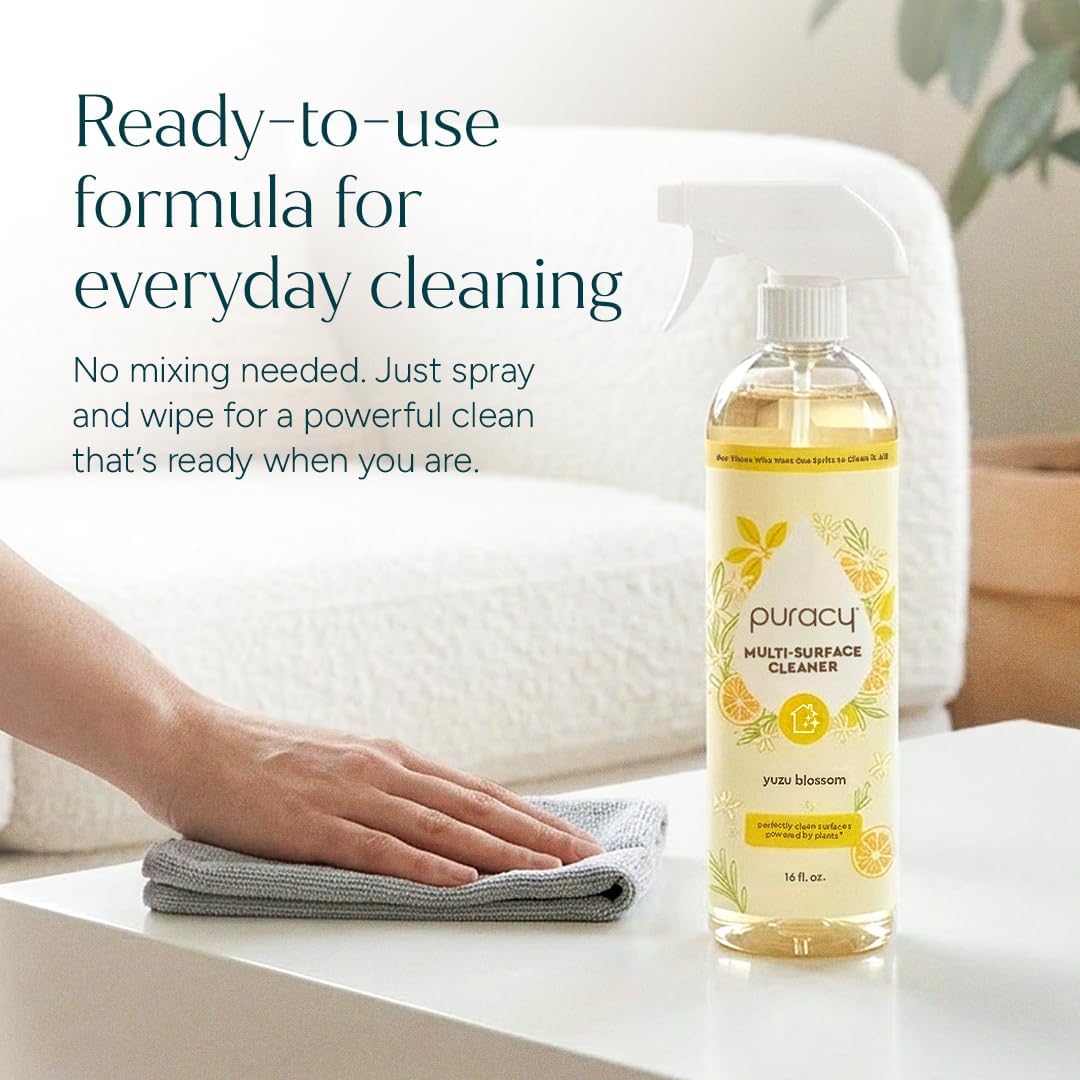 Puracy All-Purpose Cleaning Wipes – Non Toxic All Purpose Cleaner for Grease & Grime, Appliance Wipes, Lemongrass Scent (10.8 oz, 1 Pack, 50 Count)