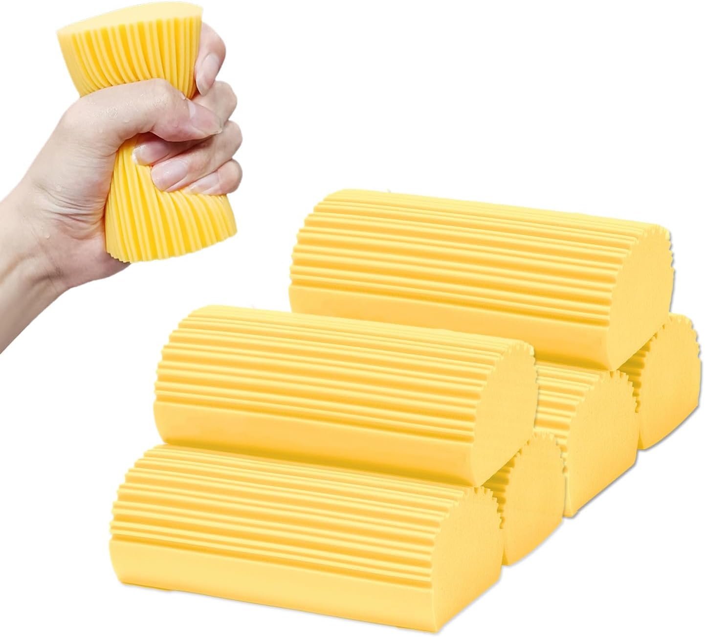 6-Pack Damp Clean Duster Sponge,Magic Sponge Eraser for Housekeeping,Reusable Cleaning Sponge for Blinds,Vents,Mirrors,Glass, Baseboards,Window Track Grooves and Railings (Green)