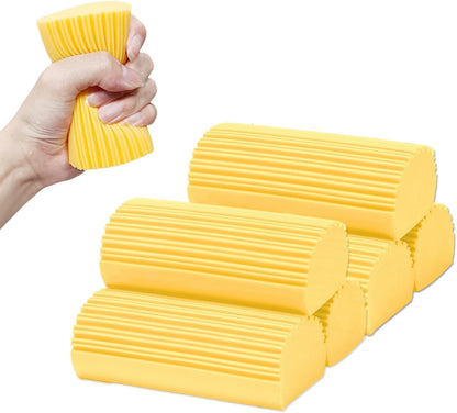 6-Pack Damp Clean Duster Sponge,Magic Sponge Eraser for Housekeeping,Reusable Cleaning Sponge for Blinds,Vents,Mirrors,Glass, Baseboards,Window Track Grooves and Railings (Green)