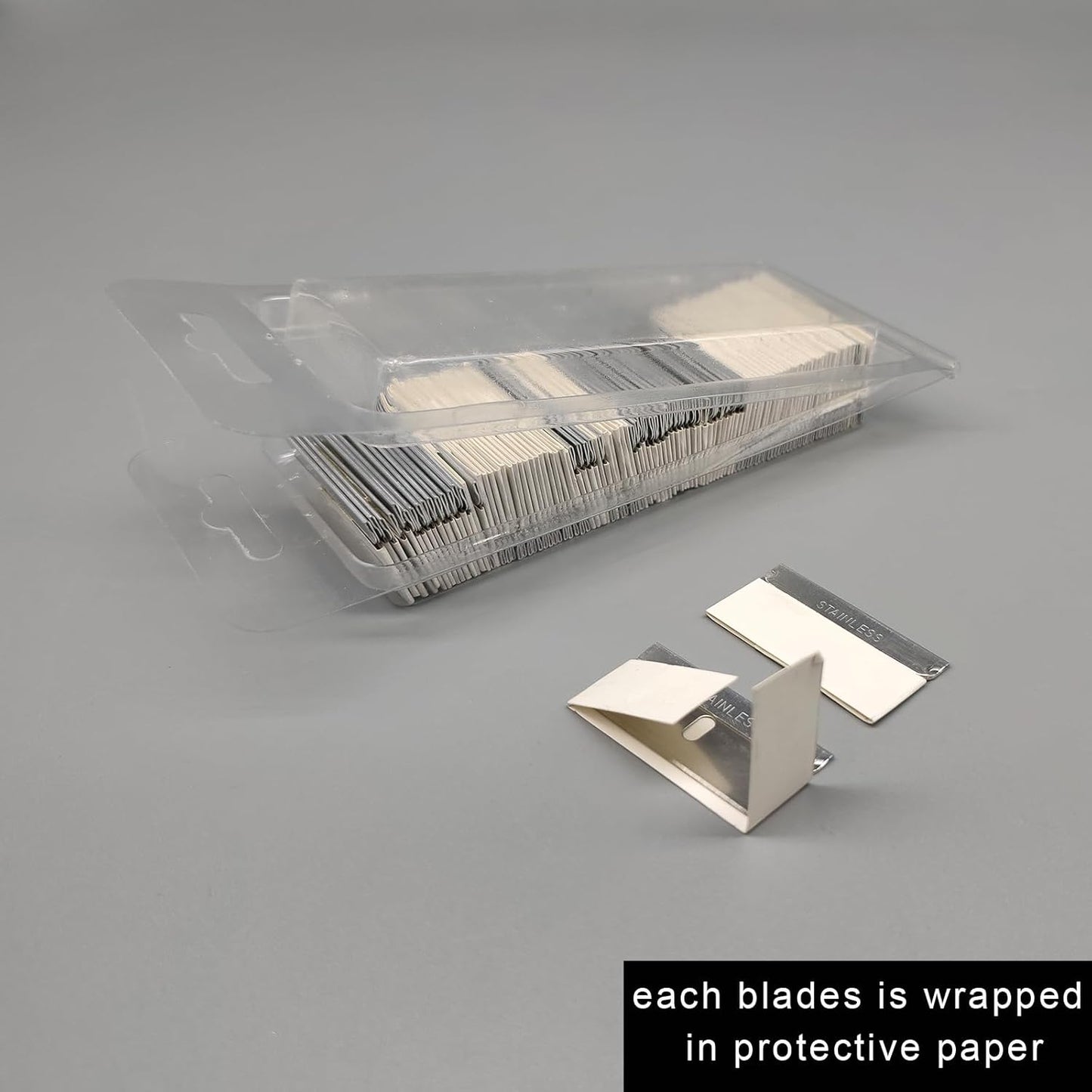 100Pcs Single Edge Razor Blades 1.5 inch for Standard Scraper Tool,Razor Blade Scraper Refill Stainless Steel Razor Blades for Removing Paint,Decal and Stickers