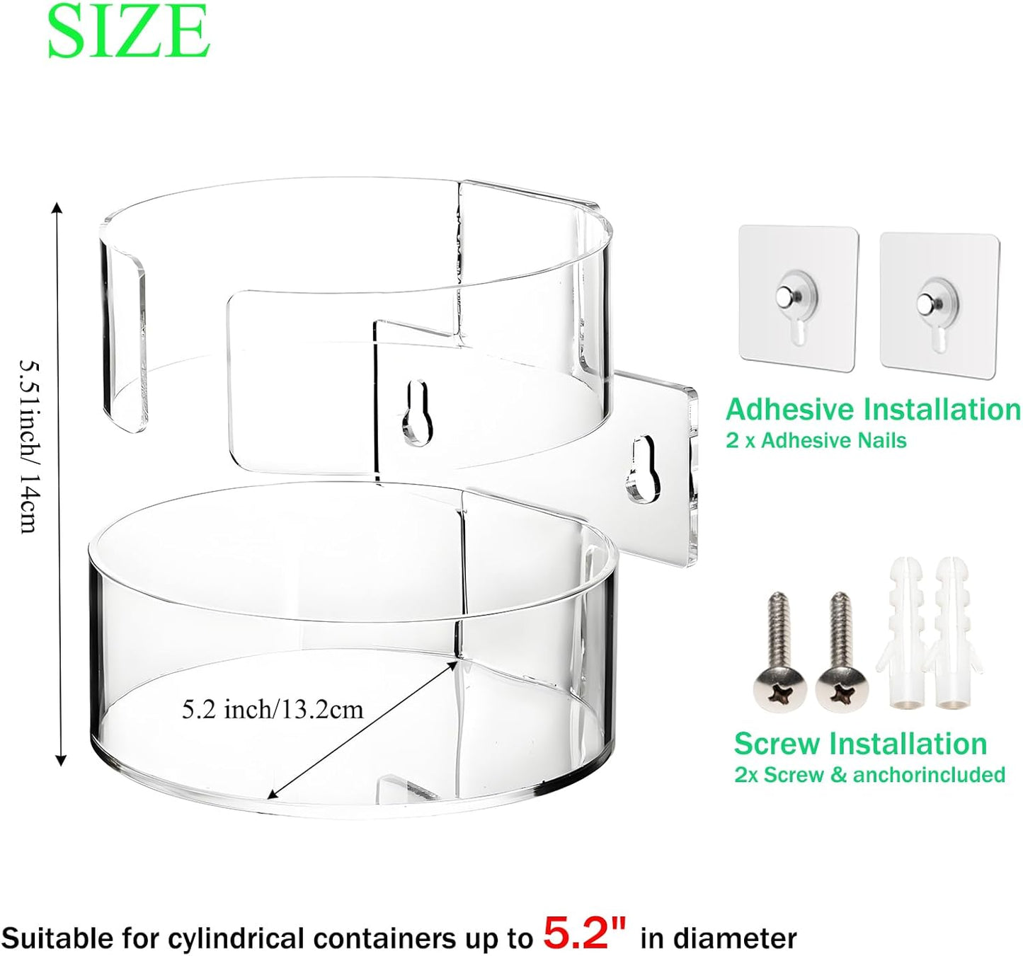Wall-Mounted Wipes Holder for Cleaning Wipes, Acrylic Wipe Container Holder Rack for Wall - Easy Installation, Idea for Kitchen, Bathroom, Office, School, Clear (4.33" L x 4.72" W x 5.51" H)