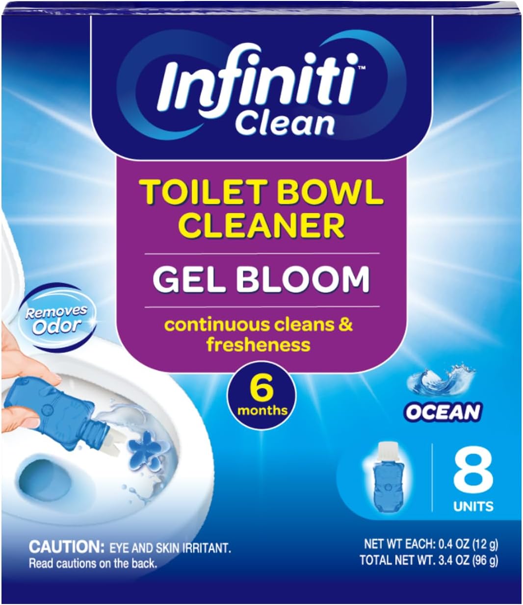 Toilet Gel Stamp - 8 Packs Toilet Bowl Cleaner Gel with Automatic Click, Freshener for Toilet Maintenance, 3.4oz, 6 Month Supply (Lemon)