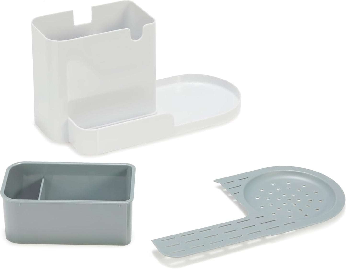 Amazon Basics Kitchen Sink Caddy Organizer for Sponge and Brush Storage, Large, White