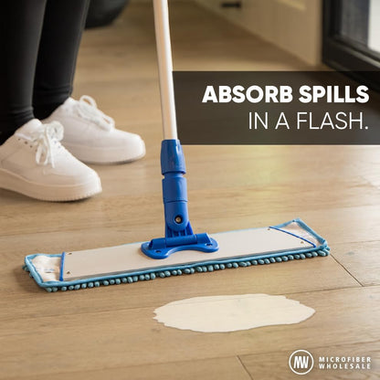 10" Mucho Microfiber Mop System - Mops for Floor Cleaning - Hardwood Floor Mop for Tile, Laminate, Wood, Vinyl Floors | Washable Pads | Dry & Wet Mopping - Microfiber Wholesale