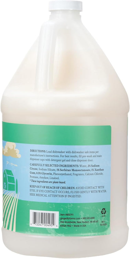 Ginger Lily Farms Botanicals Plant-Based Dishwasher Detergent Gel, 100% Vegan & Cruelty-Free, Fragrance-Free, 1 Gallon Refill (Pack of 4)