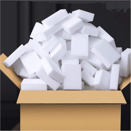 100 Pack Extra Thick Magic Cleaning Sponges - Reusable Eraser Sponge for All Surfaces - Kitchen-Bathroom-Furniture-Leather-Car-Steel - Just Add Water - Melamine - Universal Cleaner