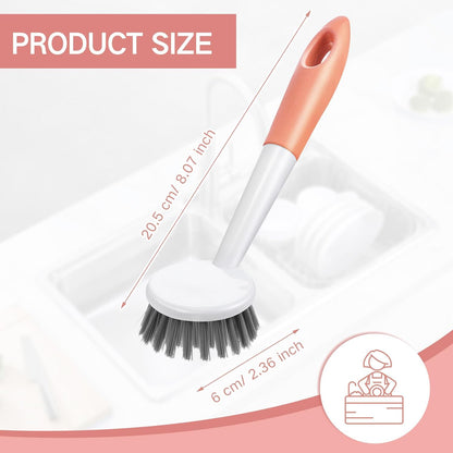 Patelai 12 Pack Kitchen Scrub Dish Brush with Long Handle Dish Scrubber with Stiff Bristles Scrub Brushes for Kitchen Dishes Washing Tools, Pots, Pans and Sink Cleaning (Celadon)