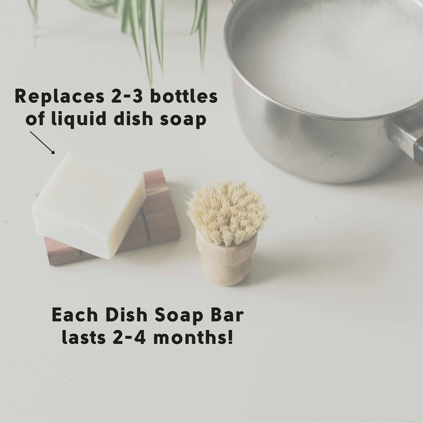 Dish Washing Bundle Kit | Eco-Friendly Solid Dish Soap, Cedar Soap Tray, Bamboo Pot Brush | Organic & Vegan Ingredients, Non-Tox Dish Soap | 3pc. Set