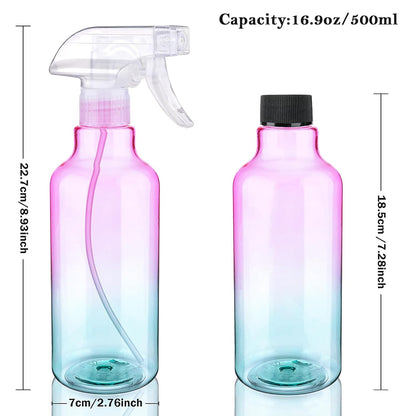 Plastic Spray Bottles Empty Spray Bottle 16.9oz/500ml 2 Pack Heavy Duty Spraying Bottles Mist/Stream Water Bottle for Cleaning Solutions, Essential Oils, Hair (Clear)