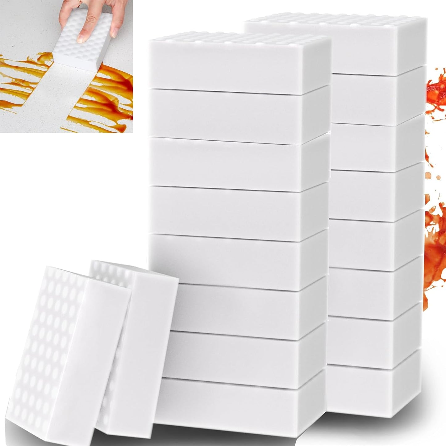 Magic Erasers Sponge, 100 Pack Extra Premium Melamine Sponge Foam Cleaning Pads in Bulk, Non-Scratch Scrub Sponge, Household Cleaning Kitchen Dish Sponges (White)