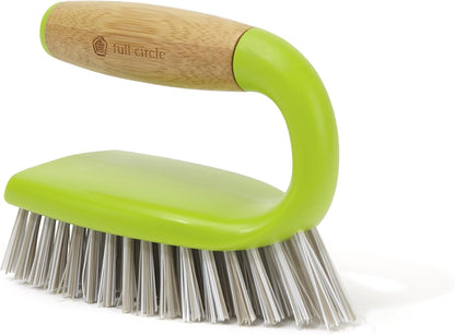 Full Circle Grunge Buster, Grout & Tile Scrub Brush, Recycled Materials, Tough & Durable, Grey