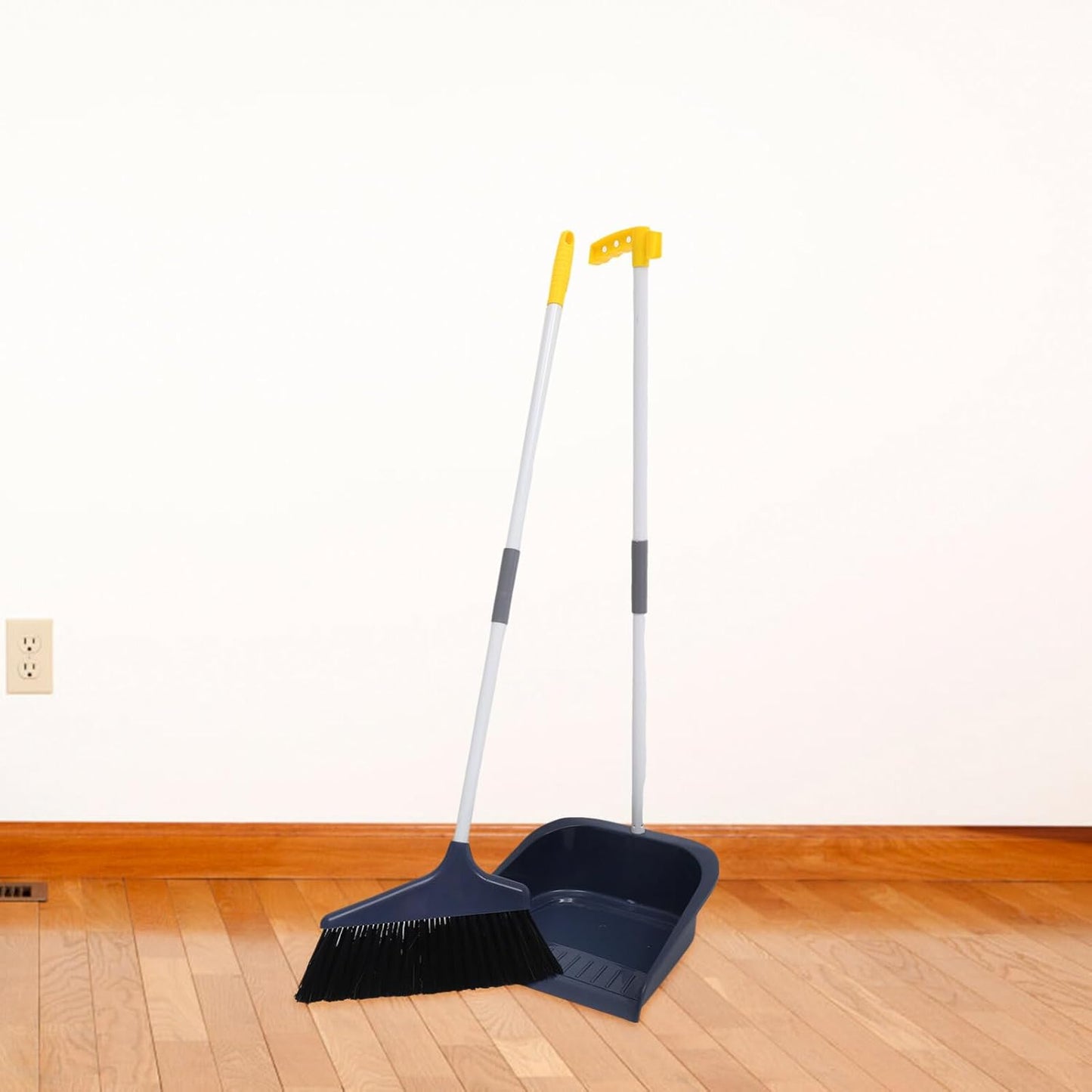 Lurrose Broom and Dustpan Set Heavy Duty Floor Cleaning Kit with Soft Bristles and Ergonomic Long Handle for Home Kitchen Tile and Hardwood Surfaces