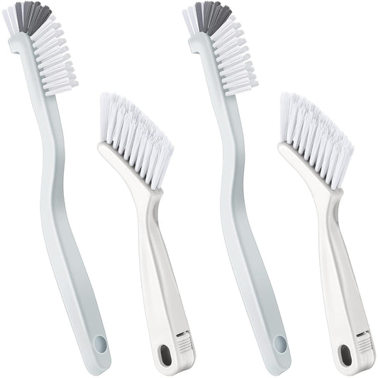 Patelai 4 Pieces Cleaning Brush Sets Small Scrub Brush Household Use for Cleaning Bottle Sink Kitchen Sink Corner Dish Edge Grout Bathroom Sliding Door Window Track(White)