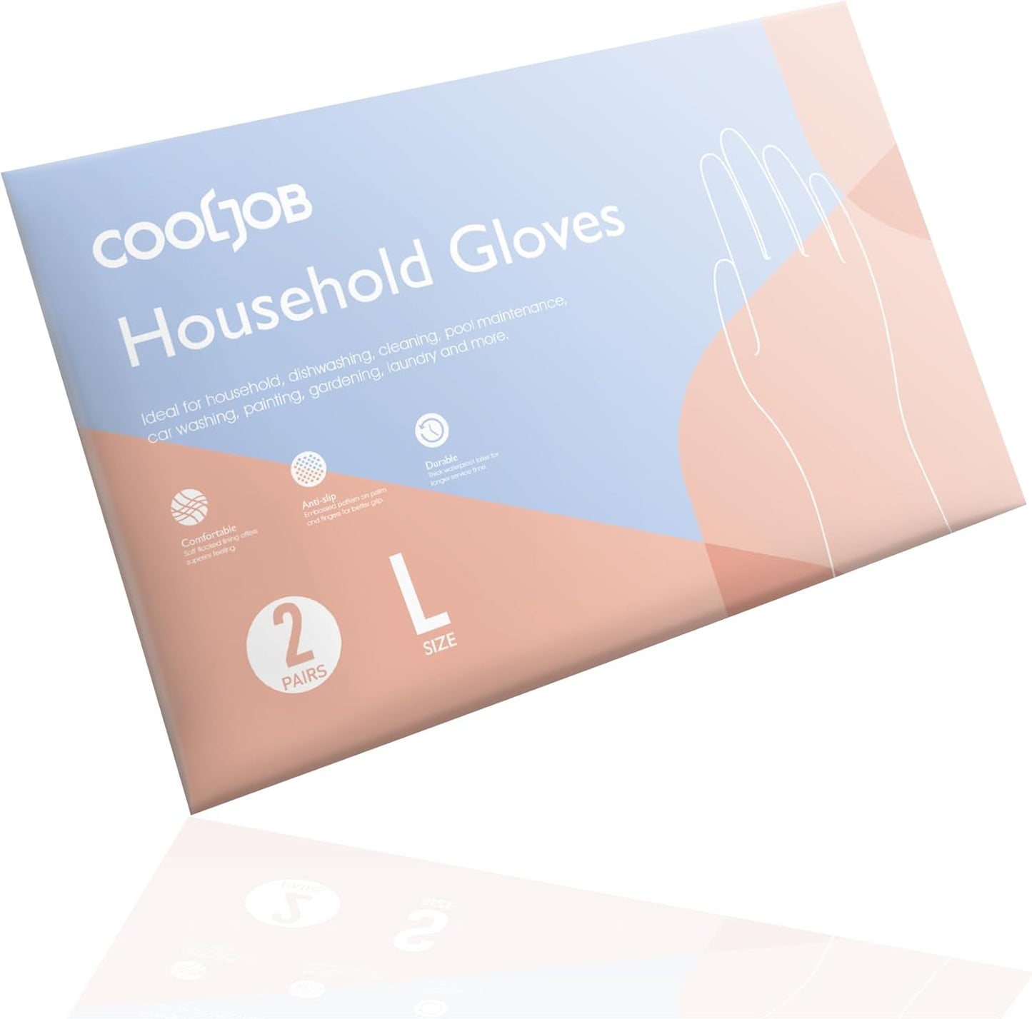 COOLJOB 3 Pairs Colorful Household Gloves with Cotton Liner & Non-slip Grip, Water Resistant Reusable Dish Washing Rubber Gloves for Kitchen & Bathroom Cleaning, Medium
