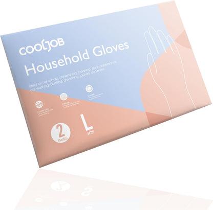 COOLJOB 3 Pairs Colorful Household Gloves with Cotton Liner & Non-slip Grip, Water Resistant Reusable Dish Washing Rubber Gloves for Kitchen & Bathroom Cleaning, Medium
