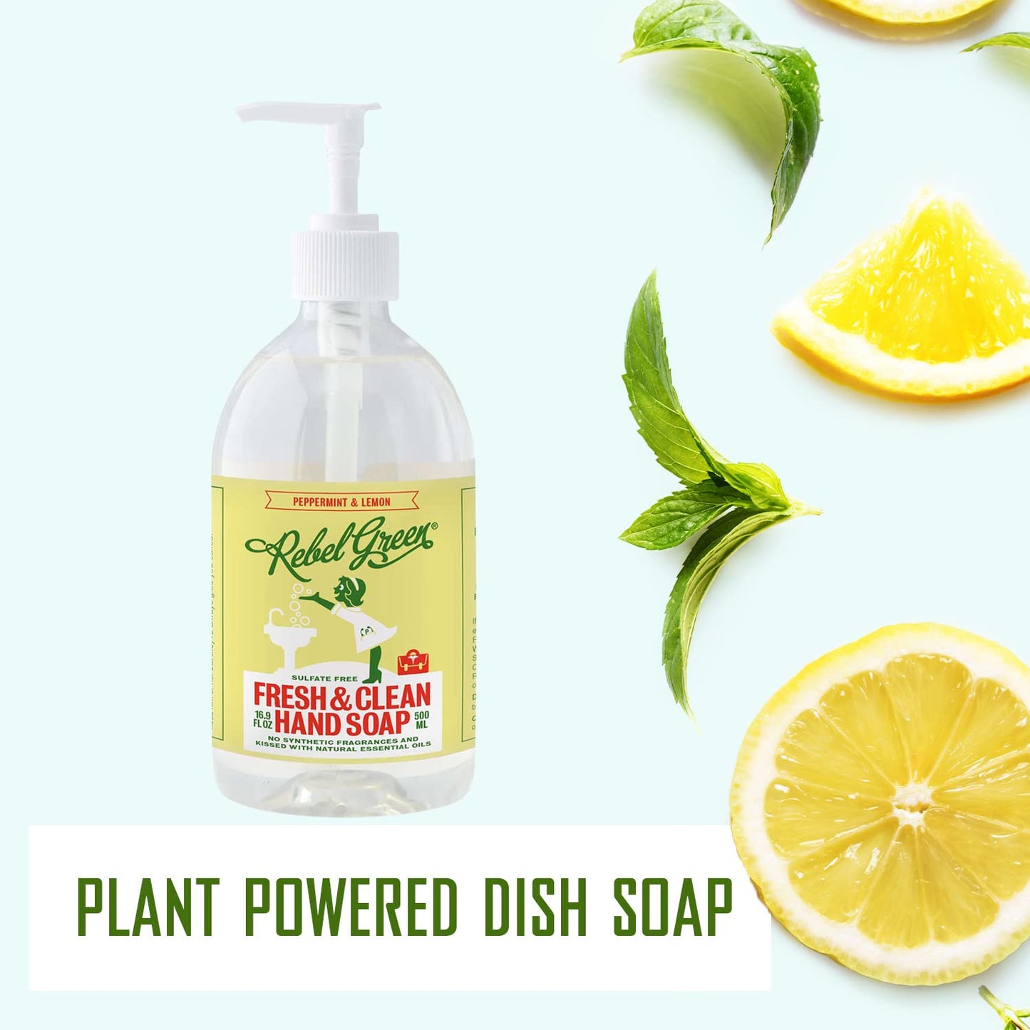 Rebel Green Fresh & Clean Hand Soap Refill - Natural Liquid Hand Soap Refill for Bathroom & Kitchen - Lavender & Grapefruit Scent, 32 Fl Oz