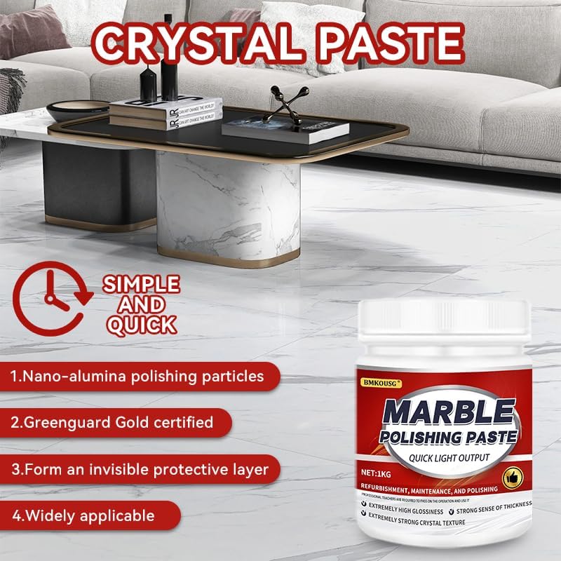 Granite Polishing Paste, Marble Cleaner Countertop, Quartz Polish, Granite Polishing Kit | Marble Cleaner and Polish - Enhances Shine & Maintenance, Safe for Stone Surfaces, 2.2LB (2 - PCS)
