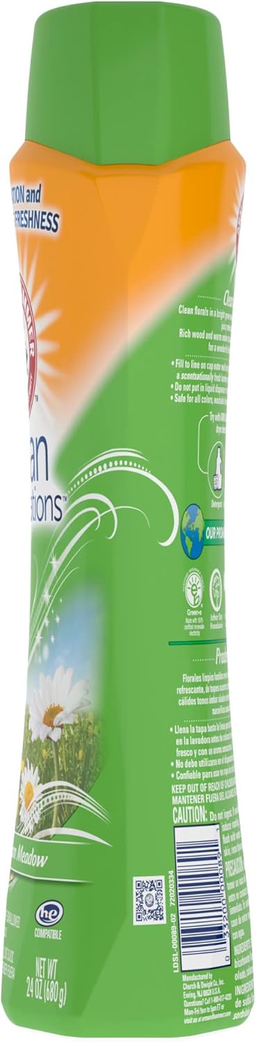 ARM & HAMMER Clean Scentsations In-Wash Scent Booster, Laundry Scent Booster Clean Meadow scent, 24 Oz