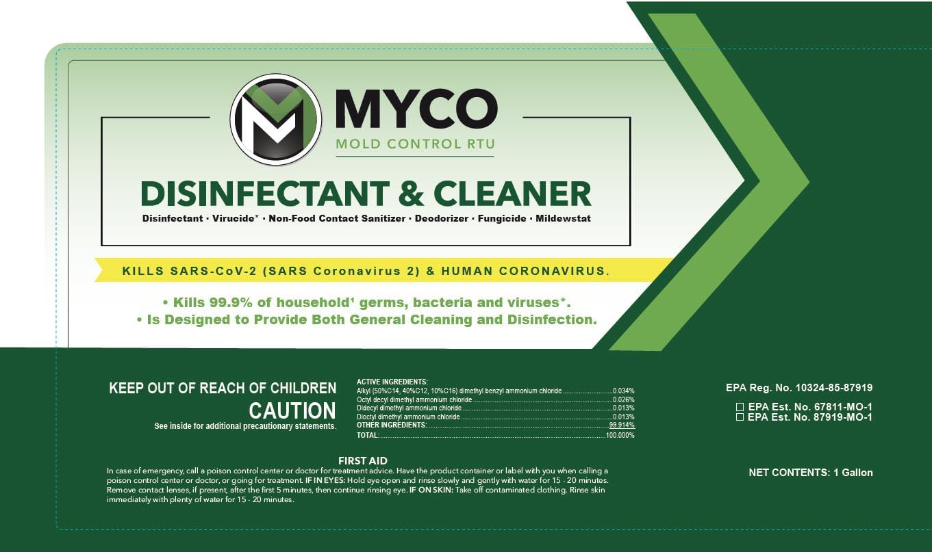 Myco Mold Control RTU – Ready-to-Use EPA-Registered Hospital Grade Disinfectant & Cleaner, Quat Formula for Mold Remediation & Bacteria Control, Commercial & Residential Use, 1 Gallon