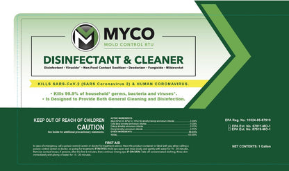 Myco Mold Control RTU – Ready-to-Use EPA-Registered Hospital Grade Disinfectant & Cleaner, Quat Formula for Mold Remediation & Bacteria Control, Commercial & Residential Use, 1 Gallon