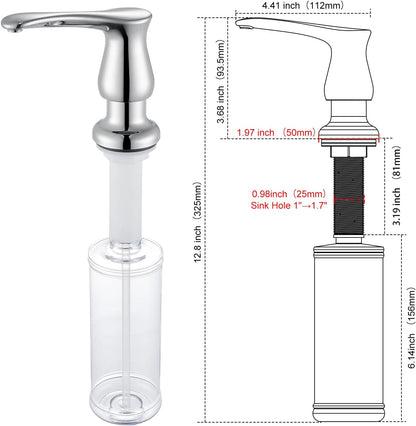 GAGALIFE Kitchen Sink Soap Dispenser Brushed Nickel, Under Sink Soap Dispenser with 40" Silicone Extension Tube Kit,Say Goodbye to Frequent Refills