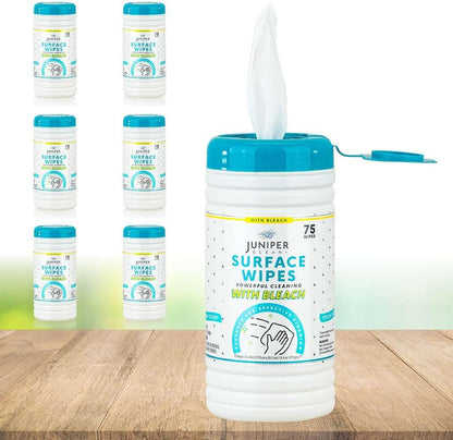 Juniper CLEAN 3 Pack Surface Cleaning Wipes with Bleach, All-Purpose Cleaner for Bathroom, Kitchen, Office, 216 Count Soft Flow, Fresh Scent, Lint Free & Durable