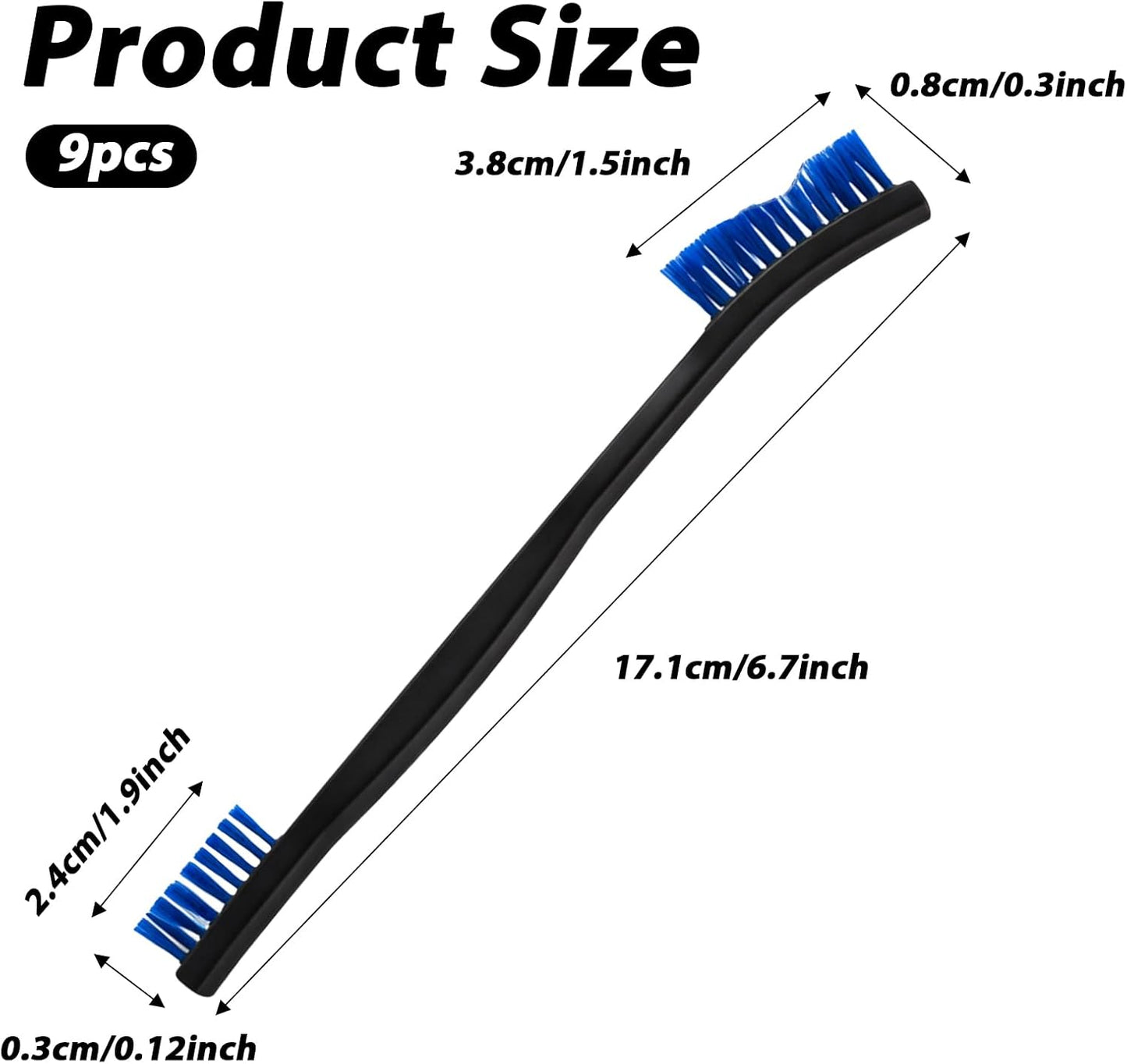 9Pcs Double-Ended Cleaning Brushes Set Nylon All Purpose Clean Brush Small Detailing Crevice Brush Mini Stiff Bristles Brushes for Kitchen Sink Bathroom Gaps Corner Small Space