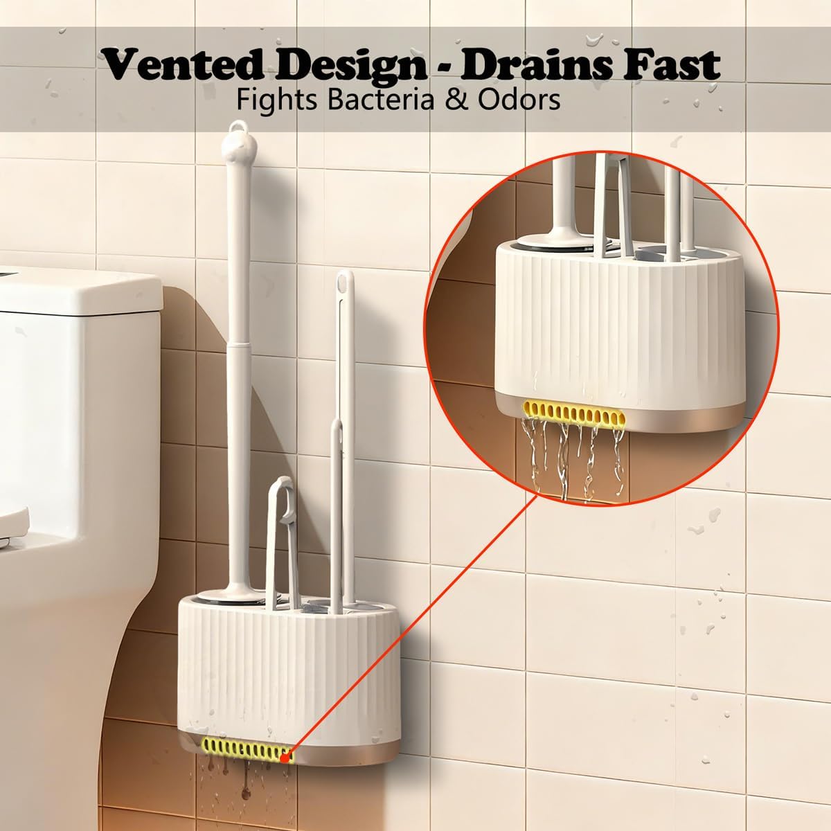 4 in 1 Toilet Cleaner Brush Toilet Bowl Brush and Holder Set Silicone Toilet Brush，Stuff Floor Standing or Wall Mounted Toilet Scrubber Without Drilling (Light Green)