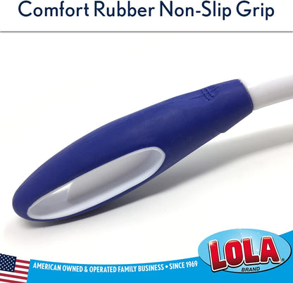 Dish Brush Scrubber for Kitchen, 2 Pack, by LOLA, Has Stiff Bristles & Food Scraper, Comfort No-Slip Grip Handle, Safe for Non-Stick & Coated Cookware