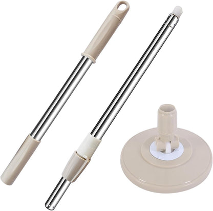 Spin Mop Replacement Mop Handle, 49-inch 360 Degrees Rotating Telescopic Replacement Mop Stick with Stainless Steel Disc for Spin Mop Bucket Cleaning System (Stainless Steel Disc, Red)