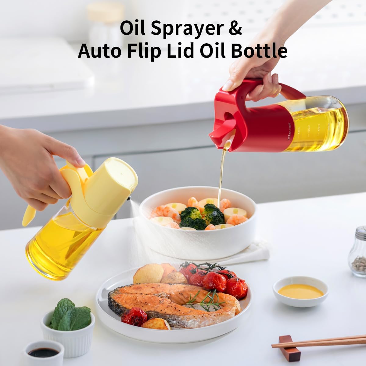 Ankou Olive Oil Sprayer Oil Spray Bottle,10oz/300ml Oil Dispenser Spray for Kitchen, High Borosilicate Glass Fine Mist Oil Sprayer for Cooking, Leakproof, BPA-Free Vinegar bottles for Salad, BBQ