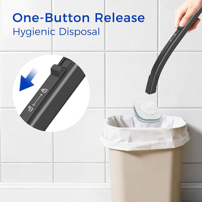 Disposable Toilet Brush, 14 Refills Toilet Bowl Cleaner Wand, Toilet Cleaner Brush Toilet Cleaning System Toilet Brush and Holder Set for Bathroom Cleaning (Black)
