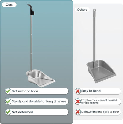 Yangbaga Long Handled Dust Pan and Broom Set for Home,Heavy Duty Metal Dustpans and Brooms,Upright Stand Up Design,54"Outdoor Broom and 38" Dustpan Combo for,Lobby Floor, Yard,Home Kitchen Office Use
