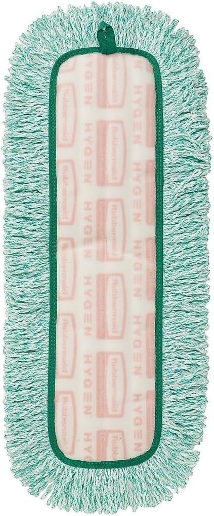 Rubbermaid Commercial Products HYGEN 24" Microfiber Dust Pad with Fringe Green for Janitorial/Professional Cleaners and Heavy-Duty Industrial Cleaning/Dusting/Sweeping