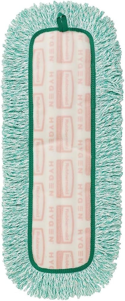 Rubbermaid Commercial Products HYGEN 24" Microfiber Dust Pad with Fringe Green for Janitorial/Professional Cleaners and Heavy-Duty Industrial Cleaning/Dusting/Sweeping